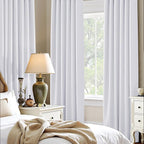 PONY DANCE Short Room Darkening Curtains 48 inch Long for Small Window, Rod Pocket Privacy Bathroom Draperies, Lighting Filtering Drapes for Basement(2 Panels Set, Pure White, W42 x L48 inches)