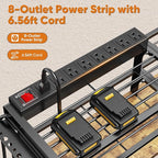 Large Power Tool Organizer with 8 Outlet Charging Station, Loads 600lbs, 4 Layer Heavy Duty Utility Rack Holds 8 Cordless Drills, Wall Mount Tool Battery Garage Storage Shelf, Gift for Men
