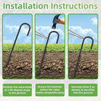 Black Rebar Stakes 12 inch (20pcs) - Heavy Duty 6mm Metal J Hook Ground Stakes,Galvanized Steel for Tent,Bounce House,Fence,Dog Coop,Artificial Turf,Outdoor Plants,Christmas & Holiday Decorations