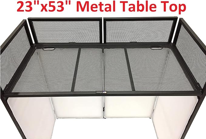 Jumbo 53" Wide DJ Event Facade White/Black Scrim Booth Two Top Corner Table Tops 23"x53" Table! Padded Carrying Case! All Aluminum Build!