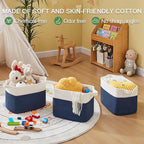 OIAHOMY Storage Basket, Woven Baskets for Storage, Cotton Rope Basket for toys,Towel Baskets for Bathroom - Pack of 3,White Blue