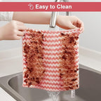 JOYMOOP 108 Packs Microfiber Cleaning Cloths, 10" x 10" Reusable Kitchen Towels, Lint-Free Cleaning Rags, Super Absorbent Cleaning Cloths for Kitchen, Car, and Household Cleaning, Pink