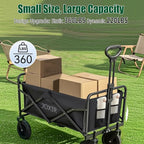 Collapsible Wagon Cart Foldable 120L 360lbs Capacity, Lightweight Portable Beach Wagon, Shopping Carts with Wheels for Grocery, Camping, Shopping, Garden Cart