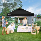 CROWN SHADES Canopy Tent, 10 x 10 Foot Portable Pop Up Outdoor Shelter with Pocket Sidewall, Push Center Lock, UV Protection, and Carry Bag, Black