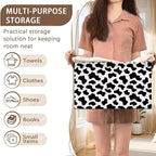 Cow Pattern Storage Basket Large 17x11.5x10.5 Inche-Collapsible Fabric Organizer Bin with Handles for Nursery, Farmhouse Decor, Toys-Foldable Decorative Hamper with Animal Print Design-Single Pack