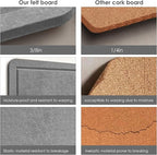 Bulletin Board, 35 x 17 1/2 inches Felt Board - Decorative Pin Board, Cork Board Alternative for Wall, Foldable Self-Adhesive Vision Board Prayer Board with 20 Pushpins - Gray