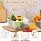 6 Pcs Metal Mesh Steel Basket with Handle Small Shopping Baskets Square Wire Harvest Storage for Kitchen Storage Garden Picnic Bathroom Organizing, 8.46 x 8.46 x 4.13 Inch(White)