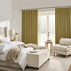 DUALIFE Mustard Yellow Pinch Pleated Blackout Curtains 63 Inches Long, Back Tab with Hooks, Linen Full Black Out Thermal Insulated Track Curtain for Bedroom Living Room,40 W x 63 L, 2 Panels