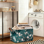 Plum Blossom Storage Bin with Handles, Basket Storage Organizer for Shelves, Closet, Nursery, Book, Laundry Hamper & Home Decor