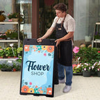 Jumbl Outdoor A-Frame Sandwich Signboard 24” x 36” Display Surface – w/PVC Sign Protector & Sand Fill Holes – Duel Display Signage Stand for Storefront Sidewalk Curb (Black)