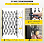 VEVOR Single Folding Security Gate, 7.25 ft H x 7.8 ft W Folding Door Gate, Steel Accordion Security Gate, Flexible Expanding Security Gate, 360° Rolling Barricade Gate, Scissor Gate/Door with Padlock