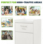 Alpine Restaurant Trash Can Cabinet - Commercial Trash Can 40 Gallon, Garbage Receptacle Indoor with Tray Holder for Restaurants, Cafeterias (White)