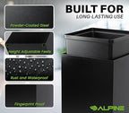 Alpine Industries 29 Gallon Commercial Indoor Recycle Bin, Modern Black Metal Container with Optional Lids