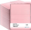 Light Pink 10x13 Inch Poly Bubble Mailers |Self Seal Padded Envelopes for Thick books | Cushioned Bubble Mailer | Usable Size 9.5x13 Inch | Waterproof Lightweight Mailing Shipping Bags | 100 Pack Bulk