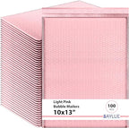 Light Pink 10x13 Inch Poly Bubble Mailers |Self Seal Padded Envelopes for Thick books | Cushioned Bubble Mailer | Usable Size 9.5x13 Inch | Waterproof Lightweight Mailing Shipping Bags | 100 Pack Bulk