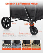 VEVOR Shopping Cart, Folding Grocery Utility Cart with Dual Baskets, Waterproof Liner & Wheels, 100 LBS Large Load Capacity, Heavy Duty Laundry Basket for Laundry, Shopping, Camping, Grocery, Luggage