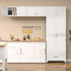 Kitchen Pantry Cabinet, Metal Storage Cabinet with One Drawer, 90" Tall Pantry cabinets with Doors and Shelves, for Living Room, Dining, White,16" D x 32" W x 90" H, Assembly Required