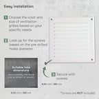 Vent Systems - 6 x 6 Inch (Inner) Pack of 10 White Metal Square Soffit Air Vent Grille Cover, Register Vent Deflector Louver Built-in Mesh HVAC for Bathroom Home Office Kitchen 8" x 8" (Outer)