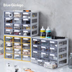 Blue Ginkgo Large 12-Drawer Cabinet – Stackable Clear Organizer for Hardware, Beads, Plastic Bricks, Office, and Craft Storage (Made in Korea, Blue)