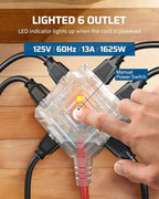 DEWENWILS 50FT Extension Cord Reel with 6 Grounded Outlets, Retractable Extension Cord Reel, 14/3C SJTOW, 6 Grounded Outlets, Twist-lock Stopper, 13A Circuit Breaker, Heavy Duty Power Cord, ETL Listed