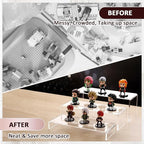 1 Set Large Acrylic Clear Display Risers, 3 Sizes 12" Rectangular Showcase Collectibles Display Shelf, 5 mm Thick Desktop Display Stand Holder for Figures, Jewelry, Perfume, Toys