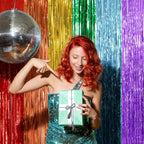 2 Pack Rainbow Party Backdrop Streamers Decorations Colorful Foil Fringe Curtains Metallic Tinsel Backdrop for Birthday First Day of School Engagement Baby Shower Christmas Holiday Party Decor