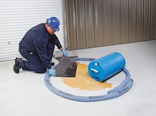 PIG Blue Absorbent Sock | 3.7 Gallon Absorbency | Forms Barrier & Prevents Spills from Spreading | 3" x 20' | 4 Socks | PIG203