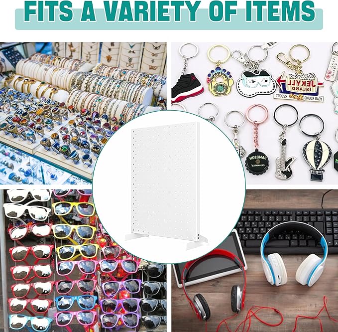 EVERHANGER Metal Pegboard Display Stand, Freestanding Tabletop Pegboard Display for Craft Shows & Fairs, 12"X16", 2pcs White
