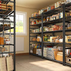 Storage Shelves 5-Tier Large Capacity Metal Shelving with Hooks, Heavy Duty Garage Shelving Unit with Leveling Feet, Stable Metal Shelves for Pantry, Kitchen and Closet, 72" H x 36" W x 12" D, Black
