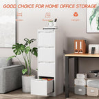 4 Drawer File Cabinet with Lock,17.8" Deep Metal Filing Cabinet,Vertical File Cabinets for Home Office,Locking File Drawer Tall for Hanging Letter/A4/Legal Folders, Easy Assemble-White