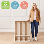 ECR4Kids Streamline 3-Section Toddler Coat Locker with Bench, Kids Furniture, White Wash