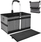 ALLCAMP Collapsible Basket - Folds to Only 9.8" L x 9.6" W x 2.75" H, 27L Large Portable Multi-Use, Compact Reusable Foldable Storage, Collapsible Shopping Basket (Gray)