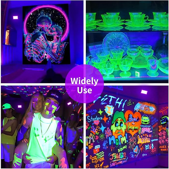 50W LED Black Lights IP66 Waterproof Black Light Outdoor with 5.9ft Plug+Switch, Flood Blacklight for Halloween Glow in The Dark Party Stage Light Neon Glow Birthday 4 Pack