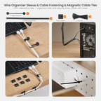 EUREKA ERGONOMIC Cable Management Organizer Kit Cable Raceways 316 PCS, 6 Cable Holder, 4 Cord Sleeve, 60 Wire Clips,2 Roll Self Adhesive Wire Ties, 100 Zip Ties For TV Office Home Under PC Desk,Black