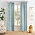 Light Blue Linen Pinch Pleat Curtains 120 Inches Long Pleated Semi Sheer Textured Drapes Hooks Back Tab Coastal Modern Light Filtering Curtain 2 Panels for Living Room Bedroom Office 42x120