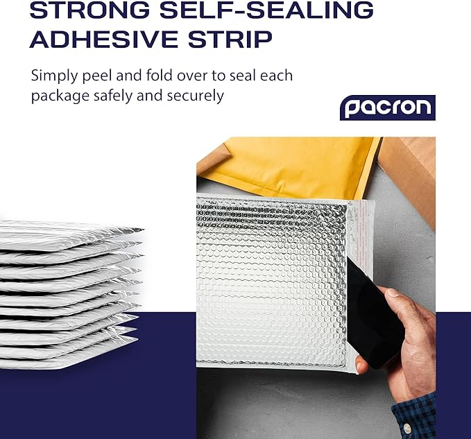 100-Pack Insulated Silver Thermal Bubble Mailers 18 x 23 - Waterproof Metallic Foil Self-Sealing Padded Envelopes for Cold Shipping, Perishables, Food, Cosmetics, Pharmaceuticals