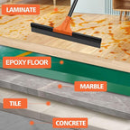 JEHONN Floor Squeegee Heavy Duty with 58.3 inches Long Handle, Rubber Scraper Broom for Cleaning Foam Water on Garage Concrete Bathroom Tile Marble Shower Glass Shop Deck Window Indoor Outdoor