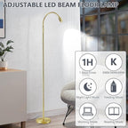 Reading Floor Lamp, 72" Tall LED Lamp with Flexible Gooseneck, Dimmable Zoomable Spotlight, Adjustable Color Beam Standing Lamp, Touch & Remote Control, Task Craft Bedroom Living Room (Light Gold)
