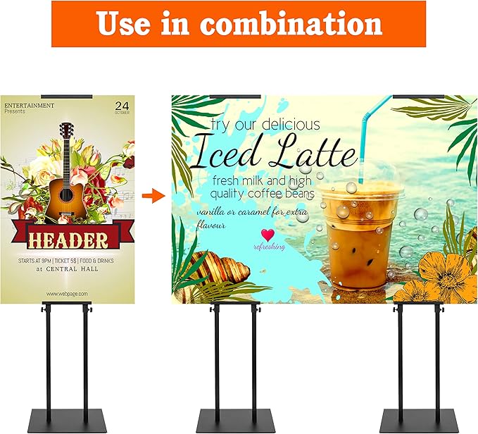 4Pack Poster Holder for Display, Adjustable Pedestal Sign Stand Up to 78 Inches, Double Sided for Board & Foam, Sign Holder Stand with Non-Slip Mat Base for Wedding, Restaurant & others