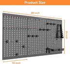 WALMANN Metal Pegboard Wall Tool Organizer Board with Pegboard Hooks, 24x48 in Tools Organizer Pegboard for Garage, Workbench, Peg Boards, Tool Storage Board with Hooks(Black)