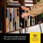 Carstens Records Heavy Duty Vinyl Album Dividers A-Z | Single Sided Printing | 12" LP Organizers with Tabs | Pack of 26 Black | Made in The USA | for Side Browsing