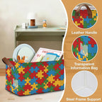 Jigsaw Storage Bins with Handles, Collapsible Storage for Clothes, Gift Basket, Blankets & Closet Organization