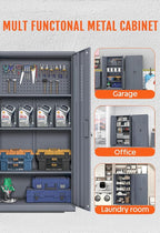 Metal Storage Cabinet Organization, 72'' Tall Locking Cabinet with Doors, Upgraded 4 Adjustable Shelves and Pegboard Garage Storage, Steel Tool Cabinets for Home, Office, Warehouse