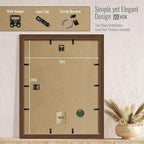 VCK 16x20 Picture Frame 2 Pack - Brown, High-End Wood Poster Frames with Tempered Glass, Display 11x14 Photo with Mat or 16x20 without Mat, Art Gallery-Quality, Wall Hanging, Brown