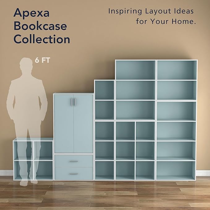 Homes: Inside + Out Apexa 2-Drawer Wooden Stackable Storage Drawers, Small Food Pantry Cabinet, Cajonera De Madera, Underbed Drawer Dorm Teen Room Decor & Bedroom, Home Office, Kitchen, Light Blue