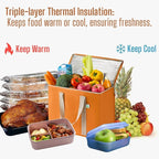 VENO 2 Pack Cooler Bag and Insulated Grocery Bags for Food Delivery, Collapsible Cooler. Reusable Shopping Bags for Groceries with Hard Bottom, Zippered, Foldable, Heavy-Duty (Autumn Orange, 2 Pack)