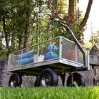Gorilla Carts Steel Utility Cart, 7 Cu Ft Bed, 1000 lb Load Capacity, Gray – Towable Heavy-Duty Outdoor Hauling Wagon with Removable Side Panels for Yard, Lawn, Garden or Landscaping