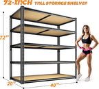 2300LBS Storage Shelves Heavy Duty 5 Tier Garage Storage Shelving, Adjustable Metal Shelving Unit Utility Rack Shelf for Warehouse, Pantry, Closet, 72" H x 40" W x 20" D, Black,2PCS