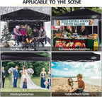 COBlZI 10x10 Pop Up Canopy Tent with 4 Removable Sidewalls，One Push Setup Waterproof Commercial Gazebo Tent with Air Vent, 4 Sandbags，4 Stakes & 8 Ropes（Tents for Party/Exhibition-Black