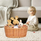 Wicker Picnic Basket with Double Folding Handles, Natural Large Willow Hamper Empty Basket Cheap Easter Eggs Candy Storage Wine Basket for Toy, Flower, Wedding（Red 16inch）